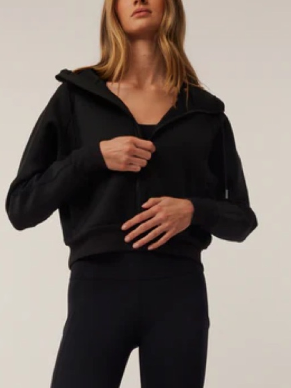 Greyson Kristina Black Cropped Zip-Front Hoodie